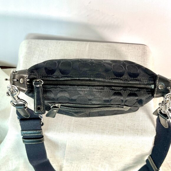 Coach 6044 Signature Jacquard Black Demi Baguette Canvas & Leather Y2K Vintage - Picture 4 of 13